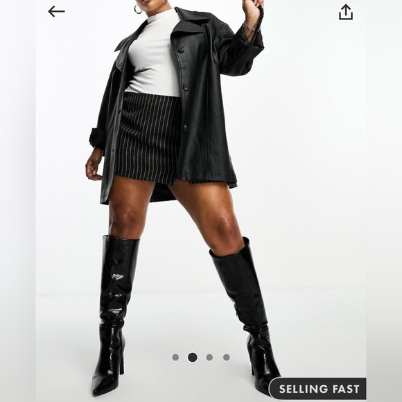 ASOS Black High Knee Heeled Boots - Picture 6 of 7